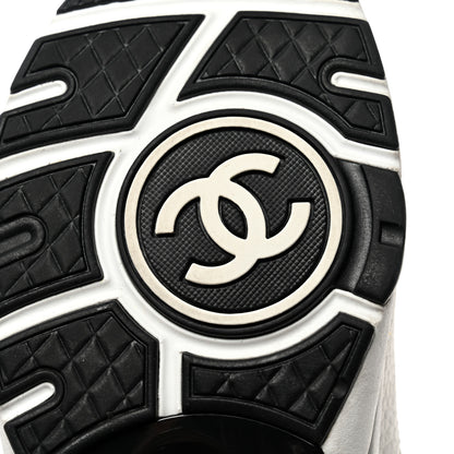 Chanel Mesh Suede Calfskin Grained Calfskin Womens CC Sneakers 40.5 White Black 8 of 12