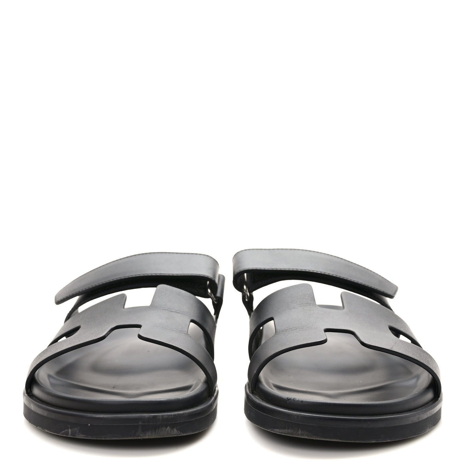 Hermes Calfskin Womens Chypre Sandals 39.5 Black 2 of 10