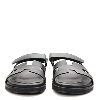 Hermes Calfskin Womens Chypre Sandals 39.5 Black 2 of 10