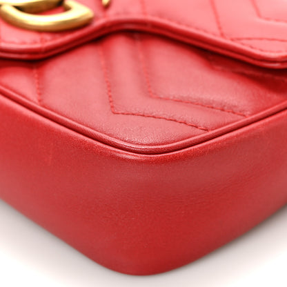 Gucci Calfskin Matelasse Super Mini GG Marmont Shoulder Bag Hibiscus Red 9 of 9