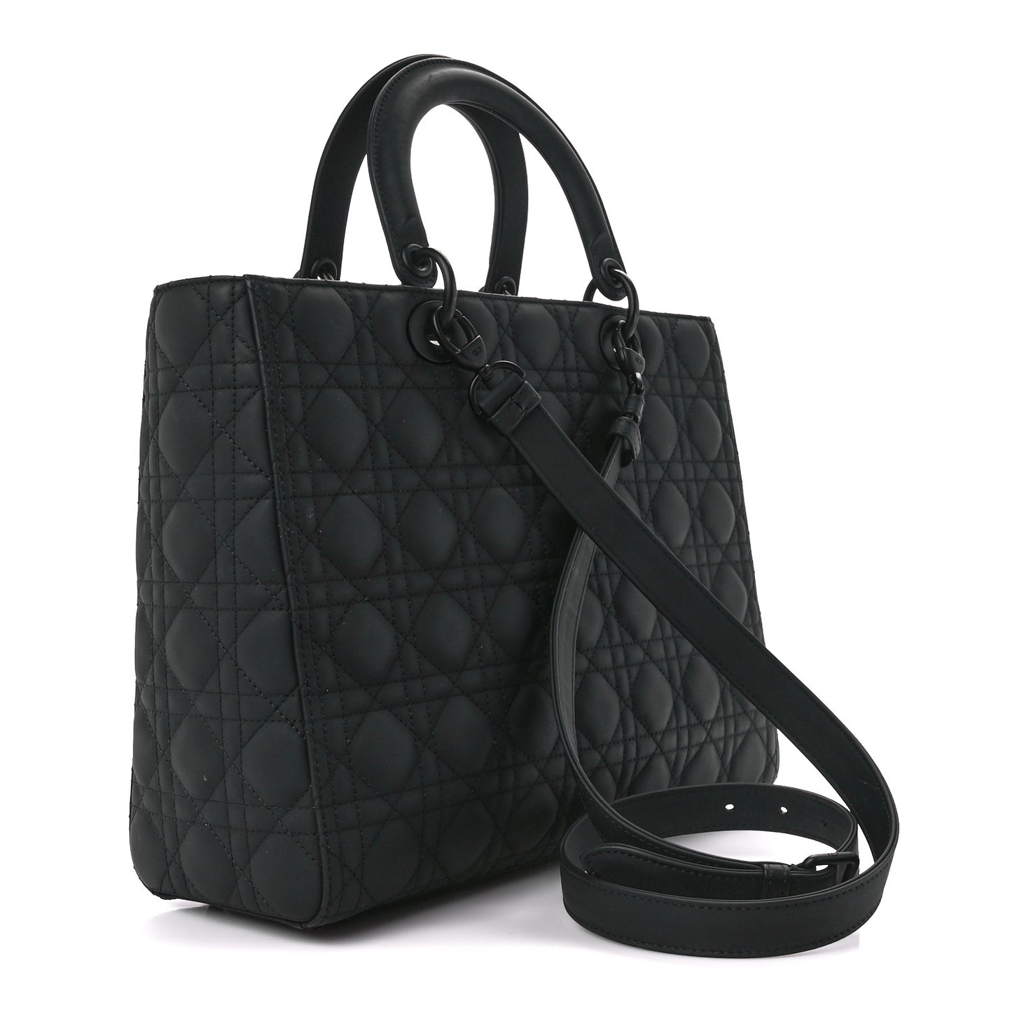 Ultra Matte Calfskin Cannage Large Lady Dior Black