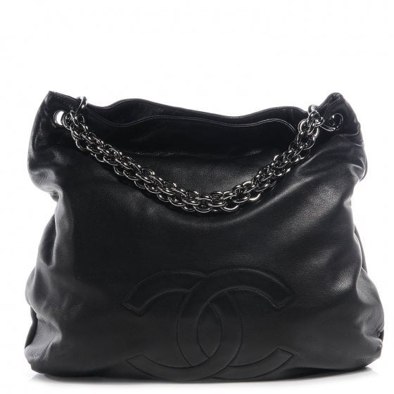 Lambskin Soft and Chain Large Hobo Black