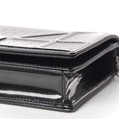 Christian Dior Metallic Patent Micro-Cannage Diorama Wallet on Chain Pouch Black 10 of 10