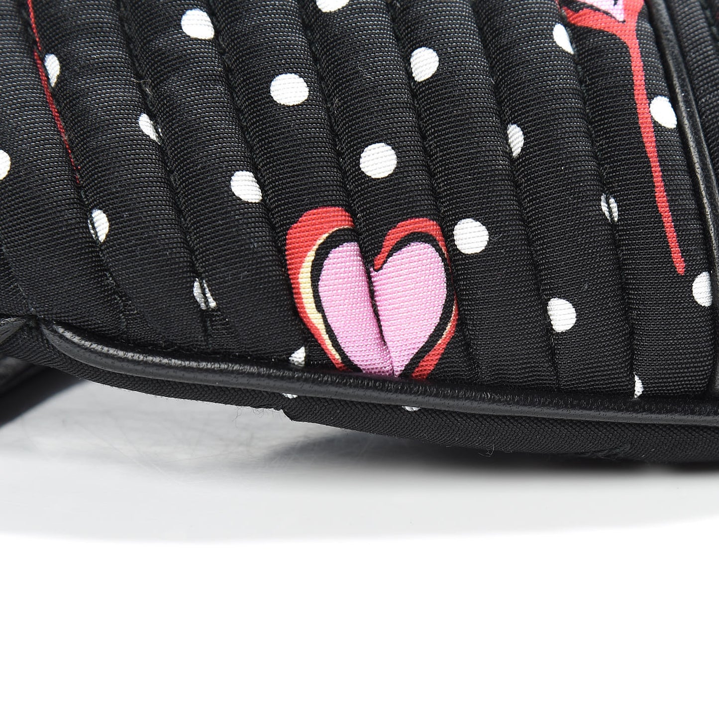 Faille Matelasse Heart Print Belt Bag Black Rosa Cu