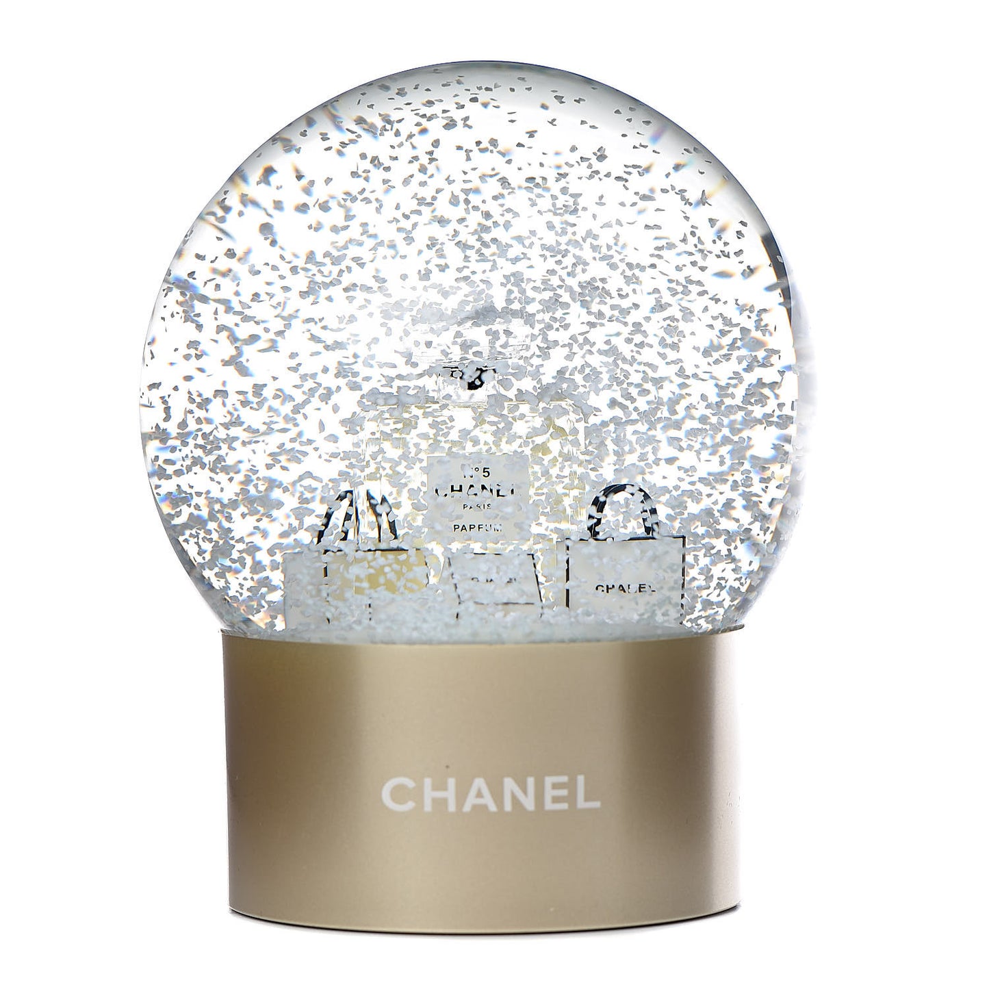 Glass N°5 Perfume Bottle Snow Globe