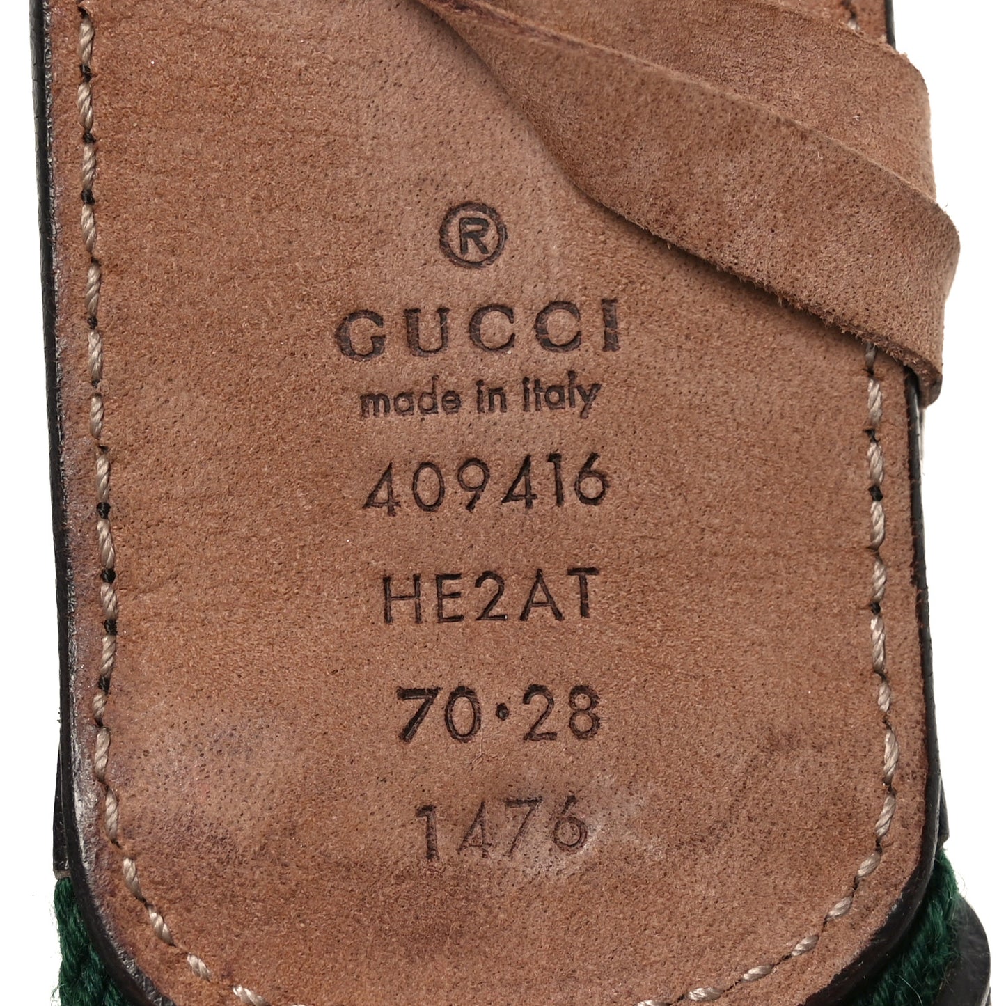 Nylon Textured Dollar Calfskin Double G Web 40mm Belt 70 28 Green Red Dark Cocoa