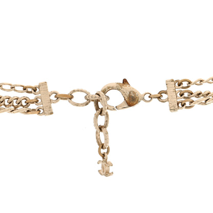 Chanel Multi Strand Chain Baguette Crystal CC Necklace Gold 4 of 5