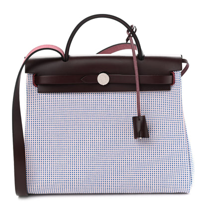 Hermes Criss Viking Vache Hunter Herbag Zip Retourne 31 PM Ecru Mauve Bleu Billard Rouge Sellier 3 of 11