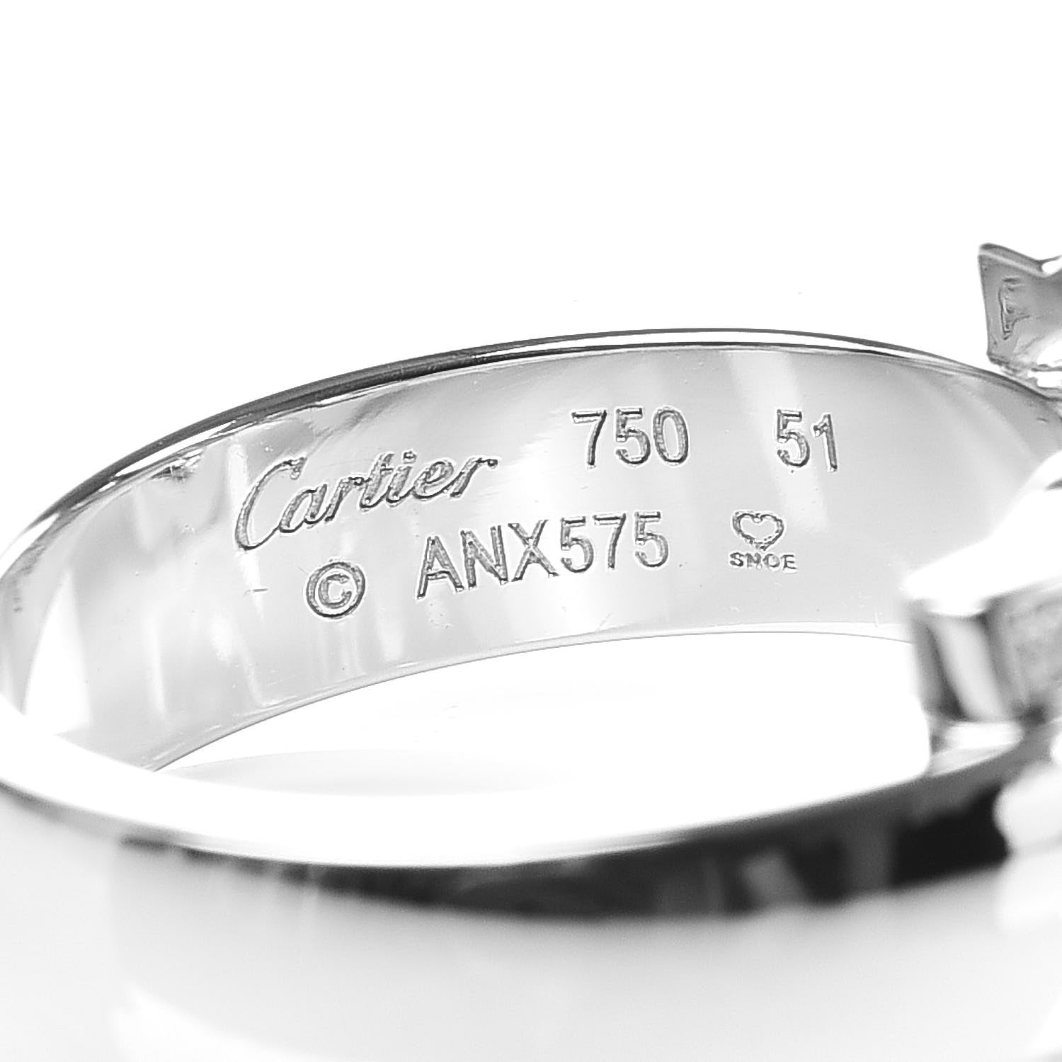 Cartier 18K White Gold Diamond C De Ring 51 5.75 4 of 6