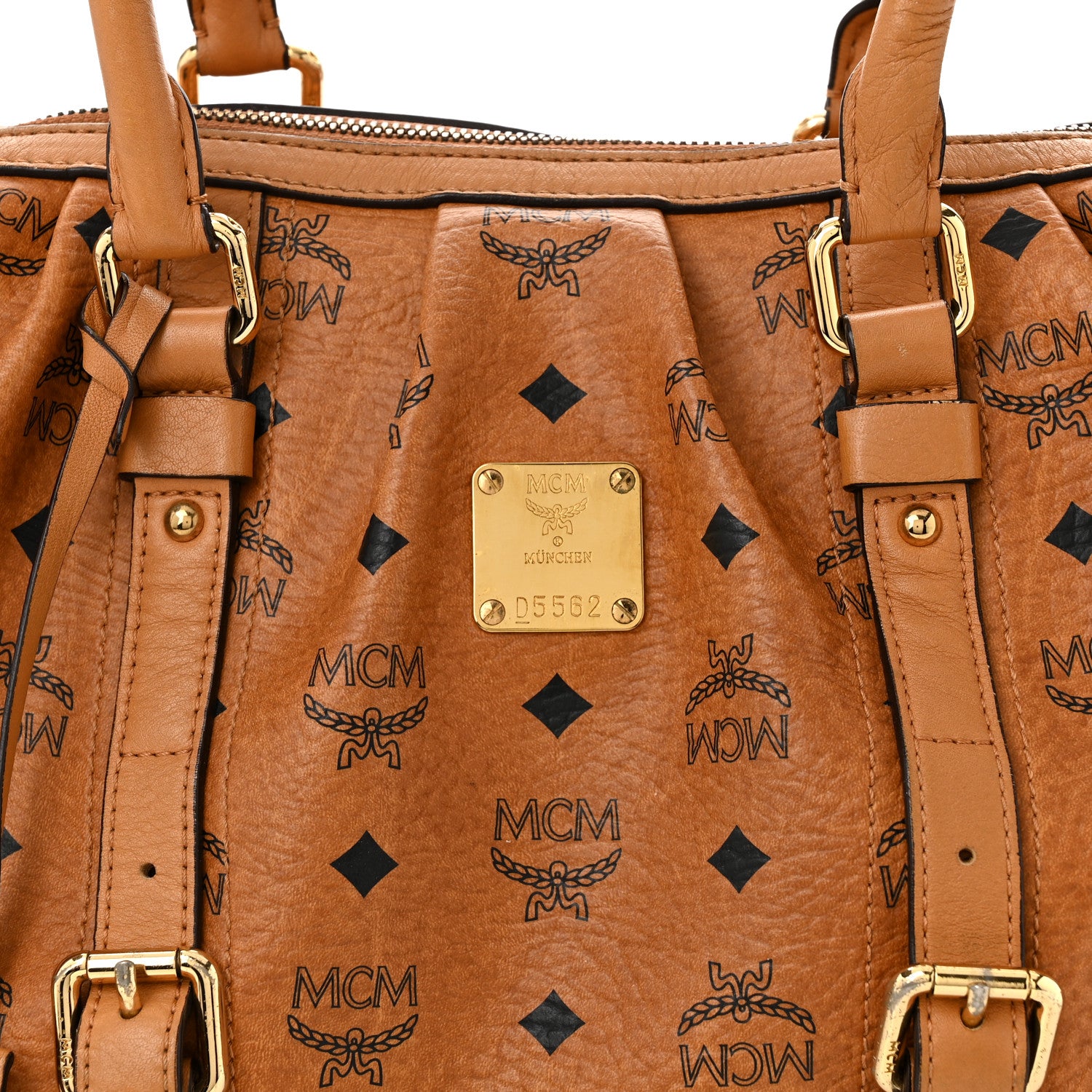 MCM Visetos Boston Bag Cognac 8 of 13