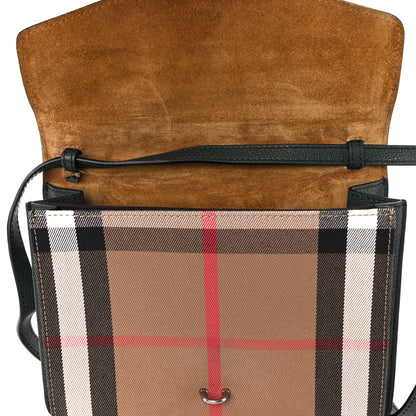 Burberry Derby Calfskin House Check Small Macken Crossbody Bag Dark Bottle Green 15 of 16