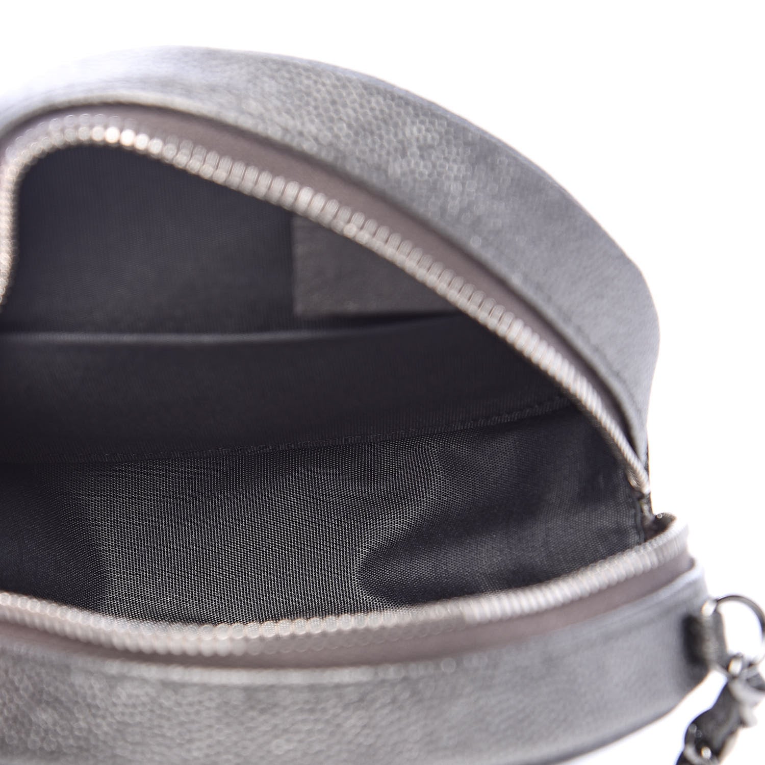 Chanel Metallic Caviar Quilted Round Filigree Crossbody Dark Silver 5 of 11