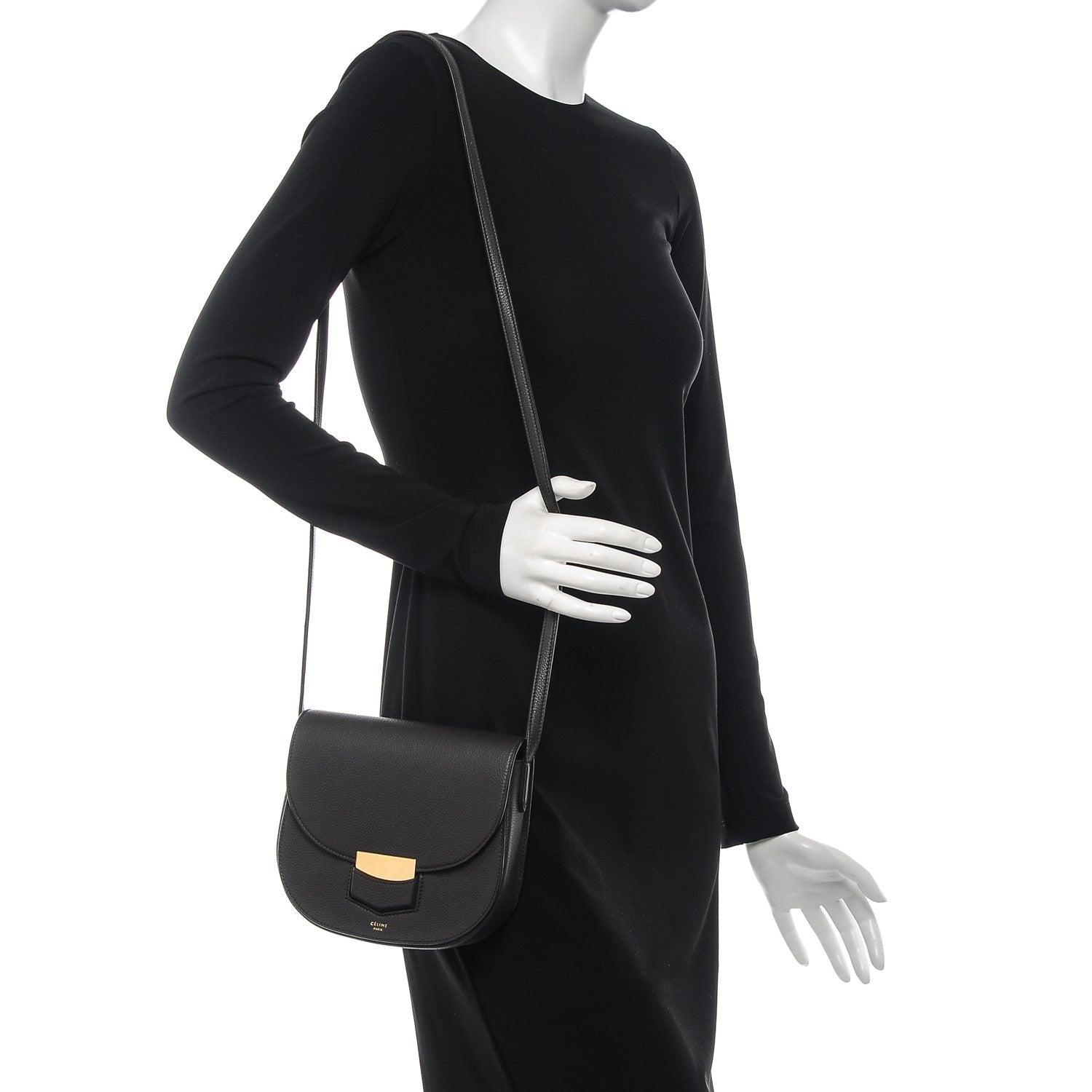 Celine Baby Grained Calfskin Small Trotteur Dark Taupe 2 of 10