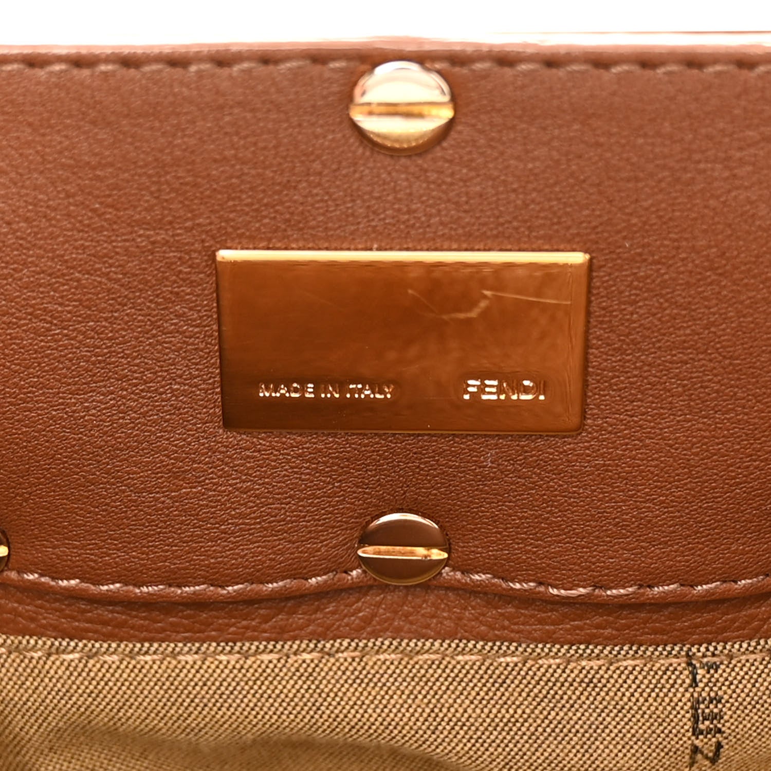 Fendi Crinkled Lambskin Small Mia Tote Camel 7 of 11