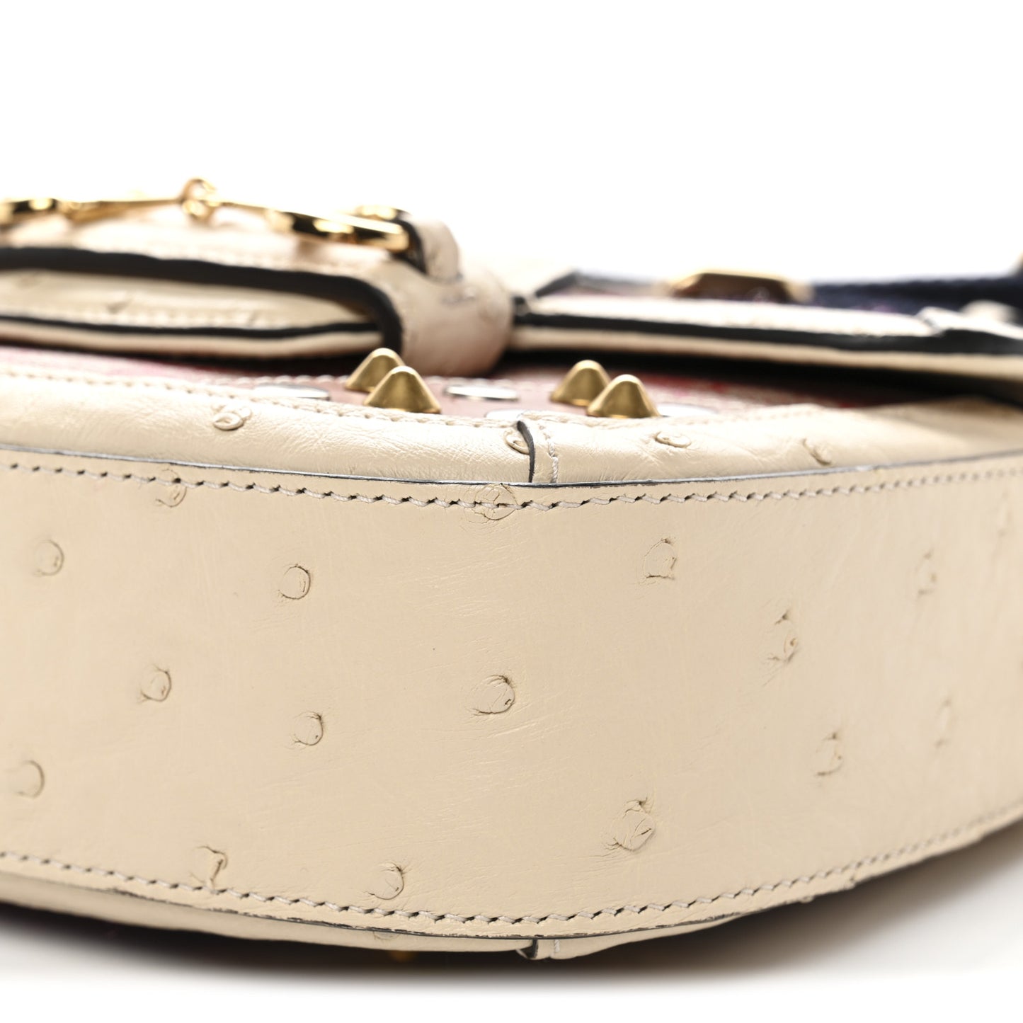 Ostrich Tweed GG Supreme Monogram Studded Web Mini Horsebit 1955 Shoulder Bag Multicolor