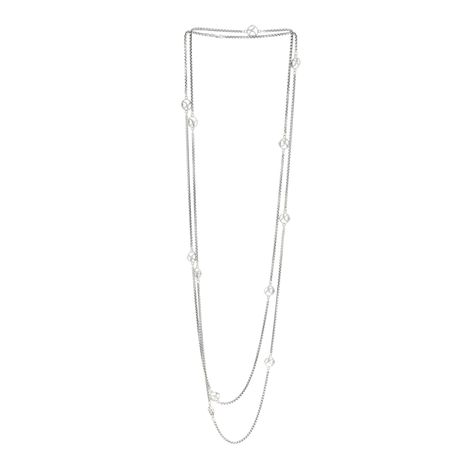 David Yurman Sterling Silver Logo Station Necklace 72" 2 of 3