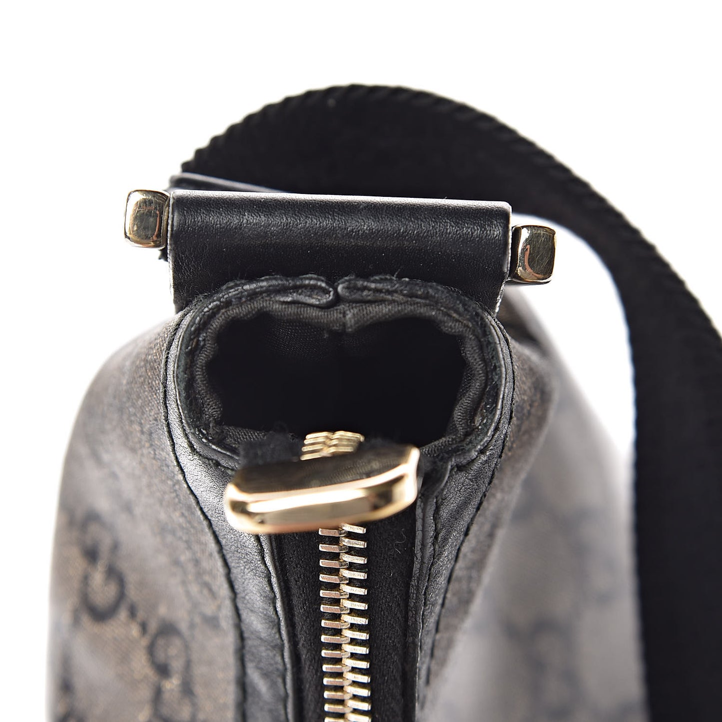 Crystal Monogram Medium Half Moon Hobo Black