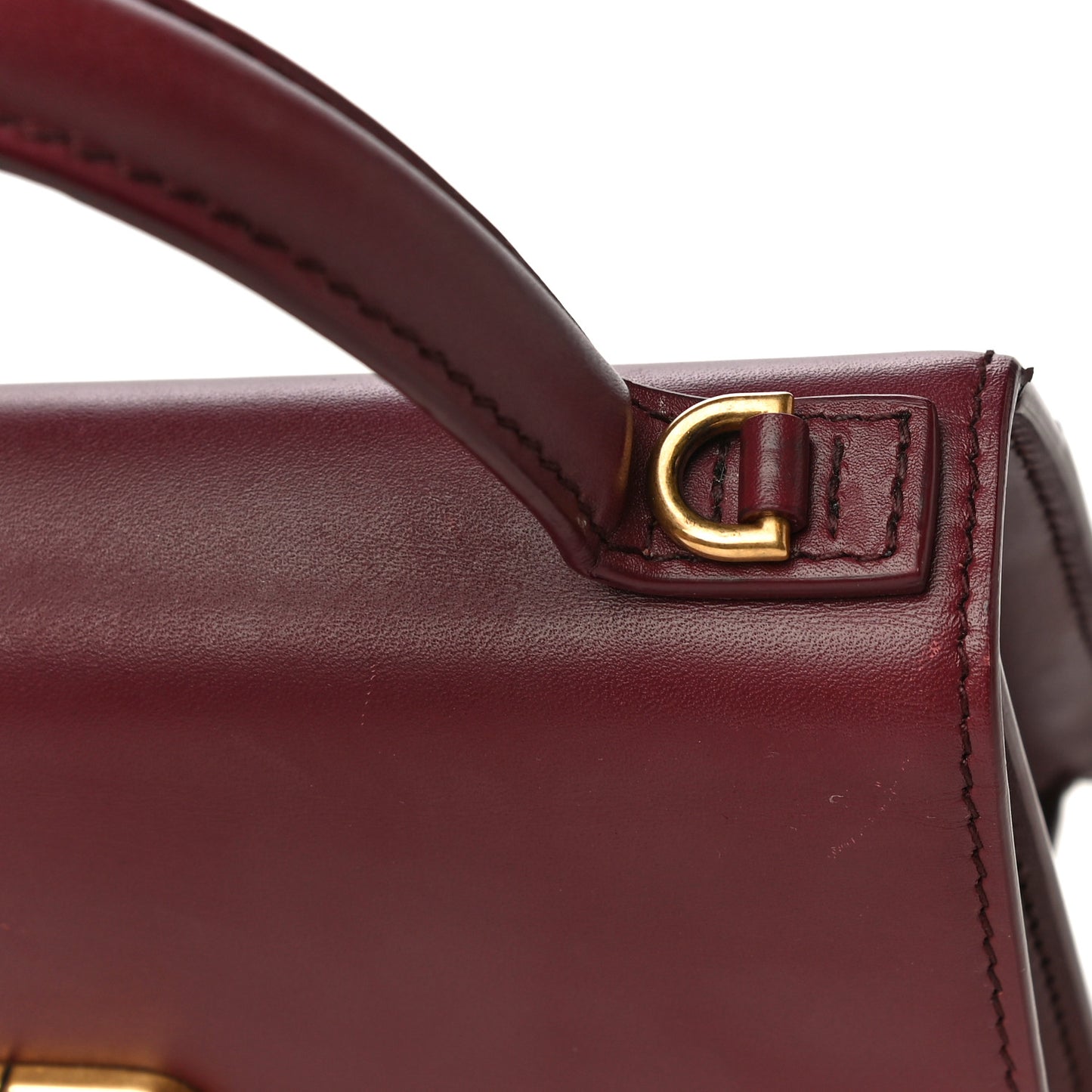 Box Calfskin XS Sharp Top Handle Bag Burgundy