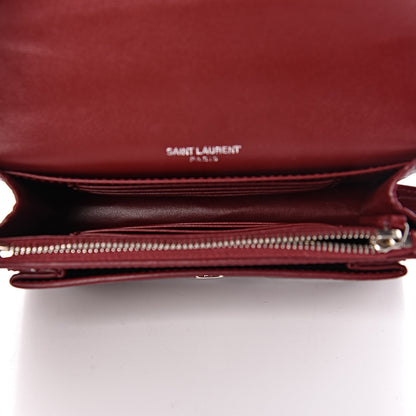 Saint Laurent Calfskin Crocodile Embossed Monogram Sunset Chain Wallet Palissandre 5 of 12