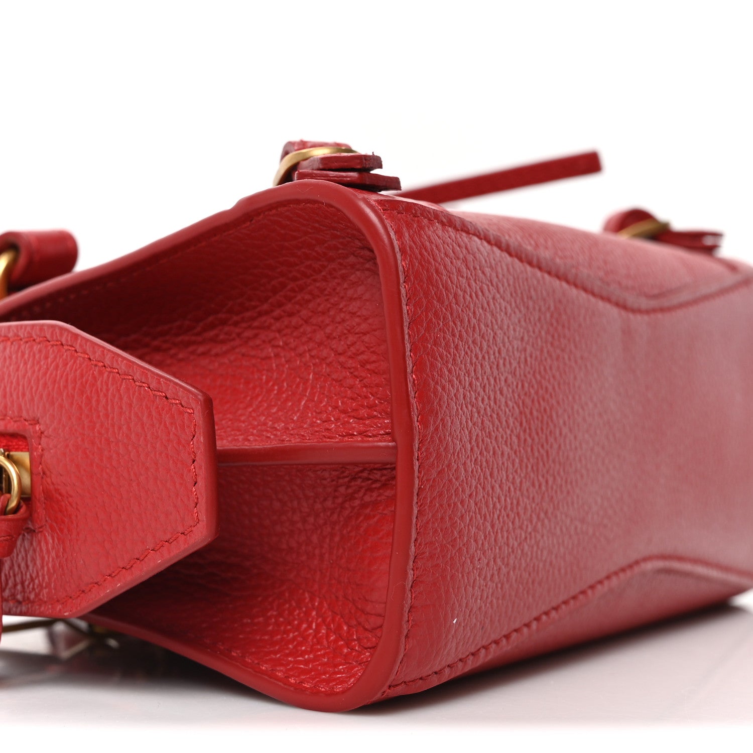 Balenciaga Grained Calfskin Neo Classic Brass Hardware Nano City Red 8 of 9