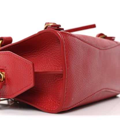 Balenciaga Grained Calfskin Neo Classic Brass Hardware Nano City Red 8 of 9