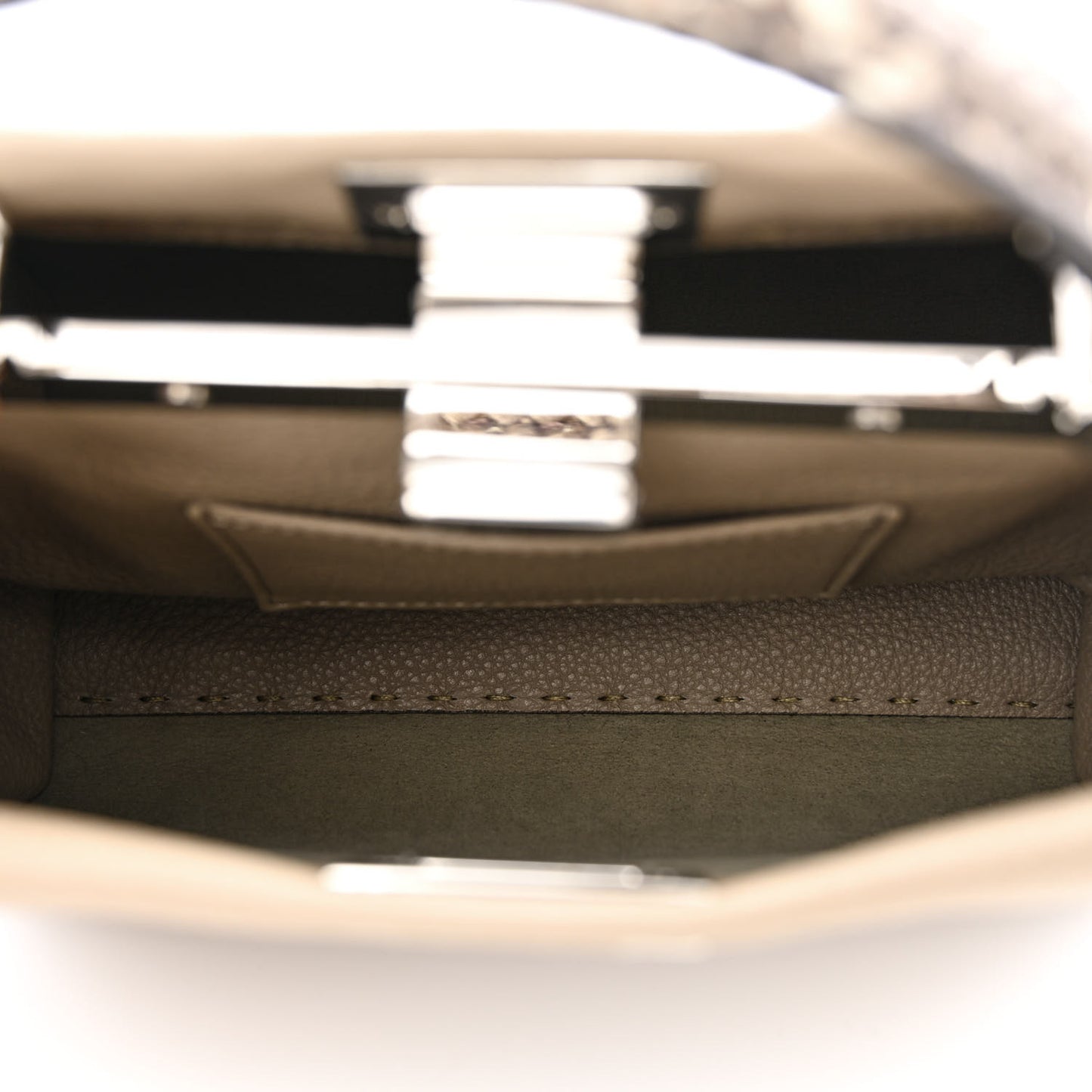 Cuoio Romano Snakeskin Selleria Mini Peekaboo Iconic Satchel Corda White