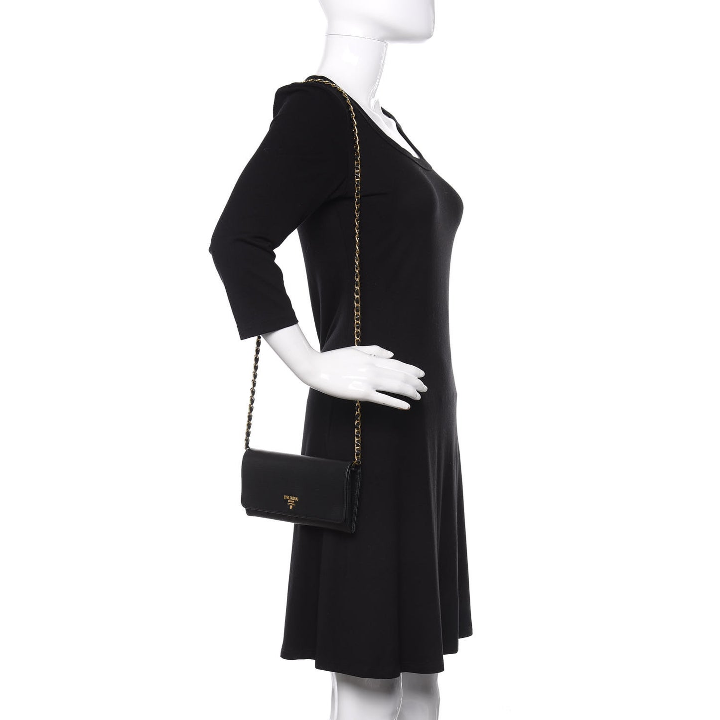 Vitello Move Metal Oro Chain Wallet Black