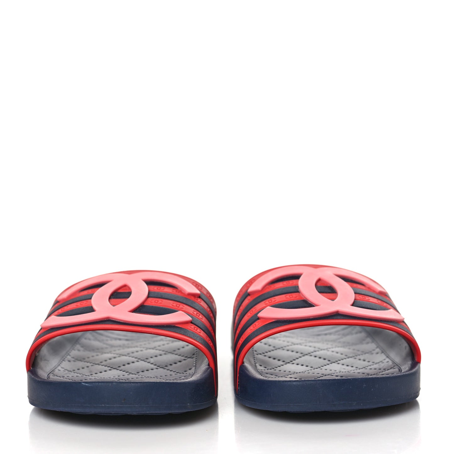 Rubber CC Flat Slide Sandals 37 Pink Red