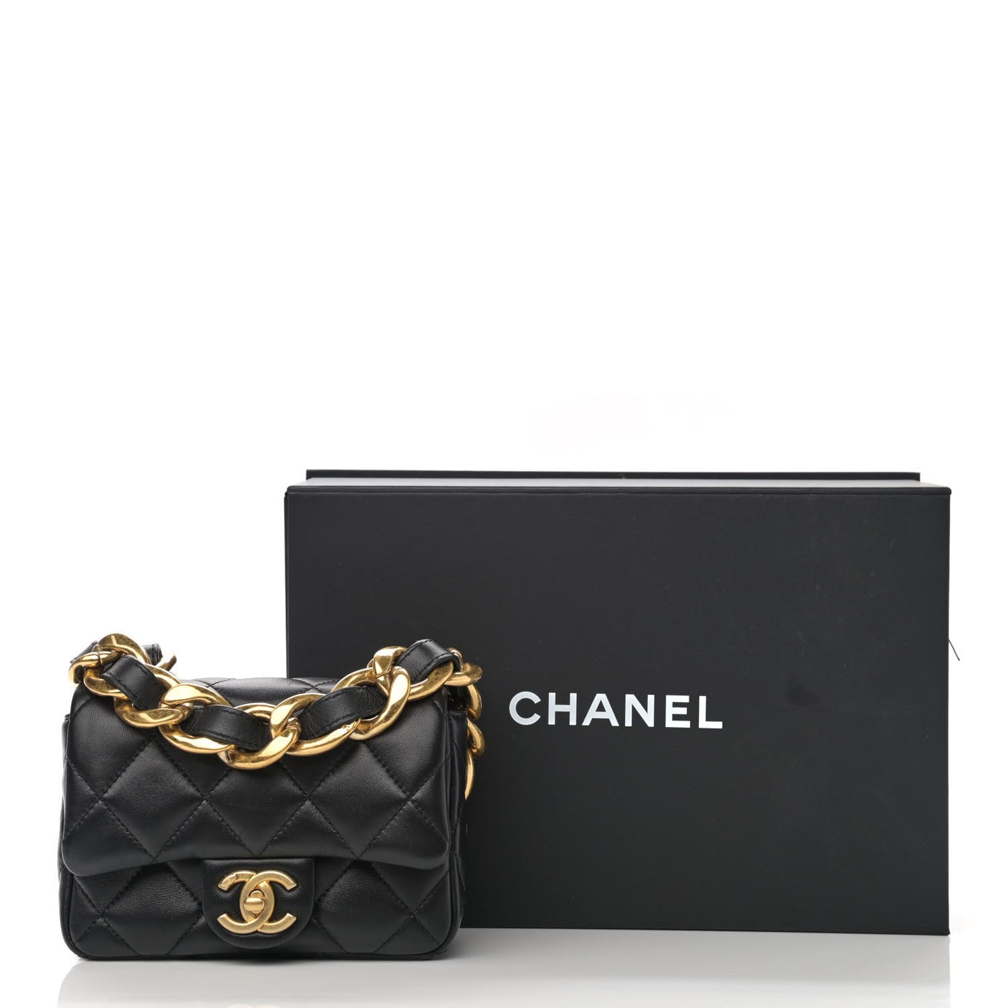 Lambskin Quilted Mini Funky Town Flap Black
