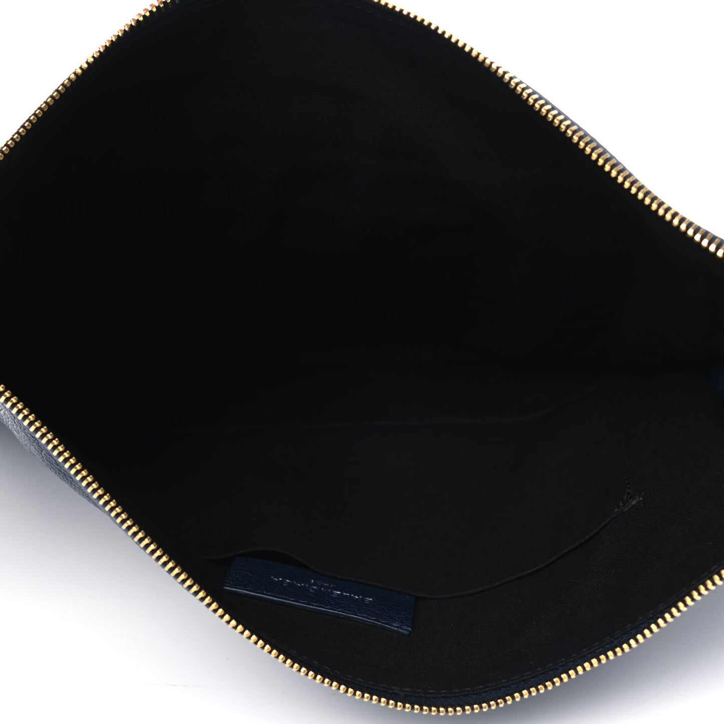 Chevre Gold Metallic Edge Hardware Pouch Bleu Nuit