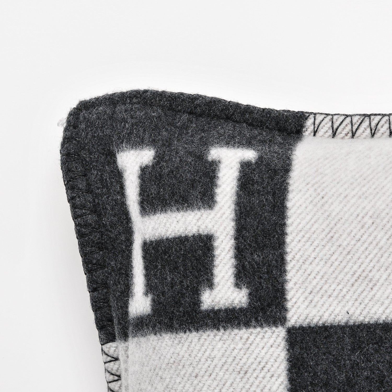 Hermes Wool Cashmere Avalon Pillow PM Ecru Gris Fonce 3 of 4
