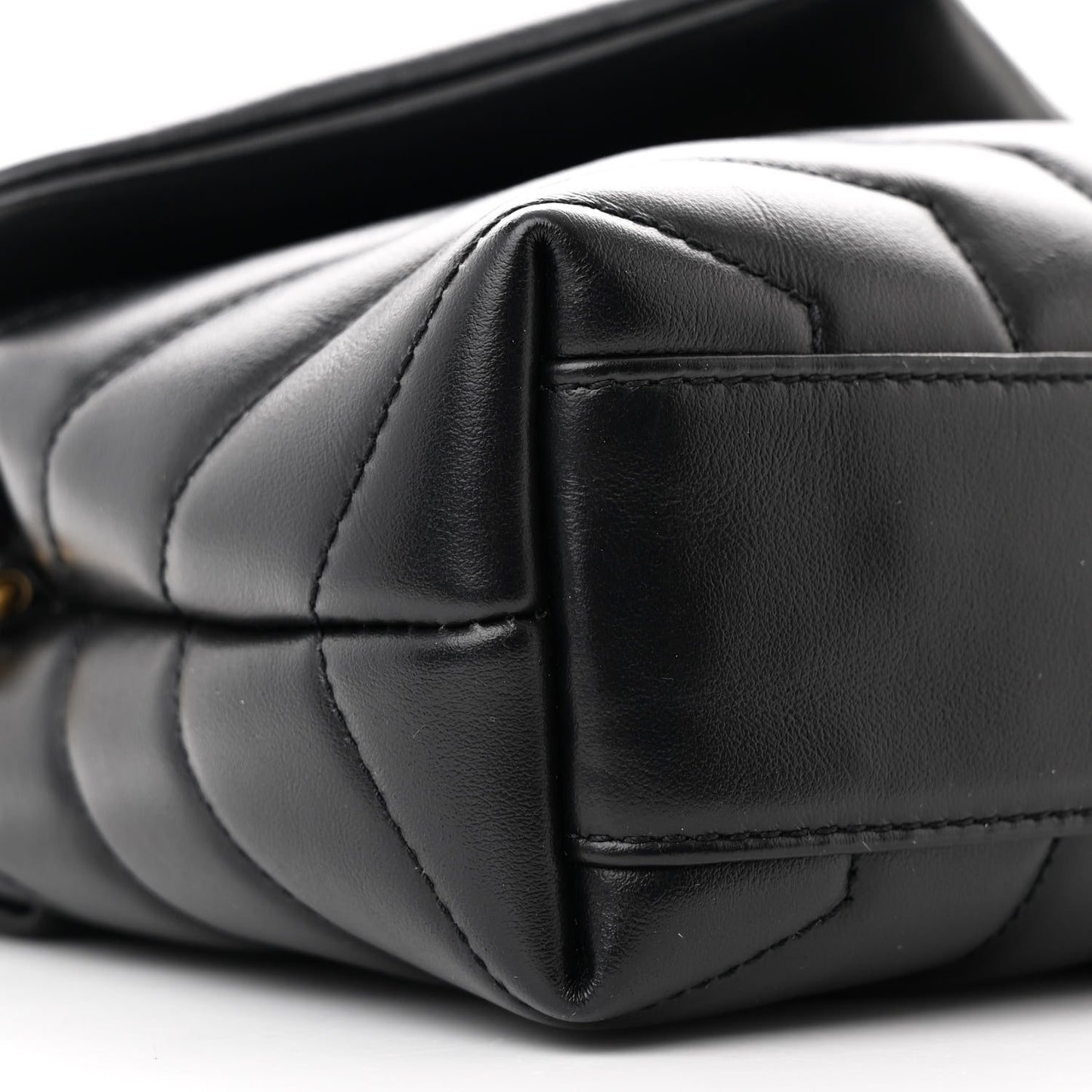 Calfskin Y Quilted Monogram Toy Loulou Crossbody Bag Black