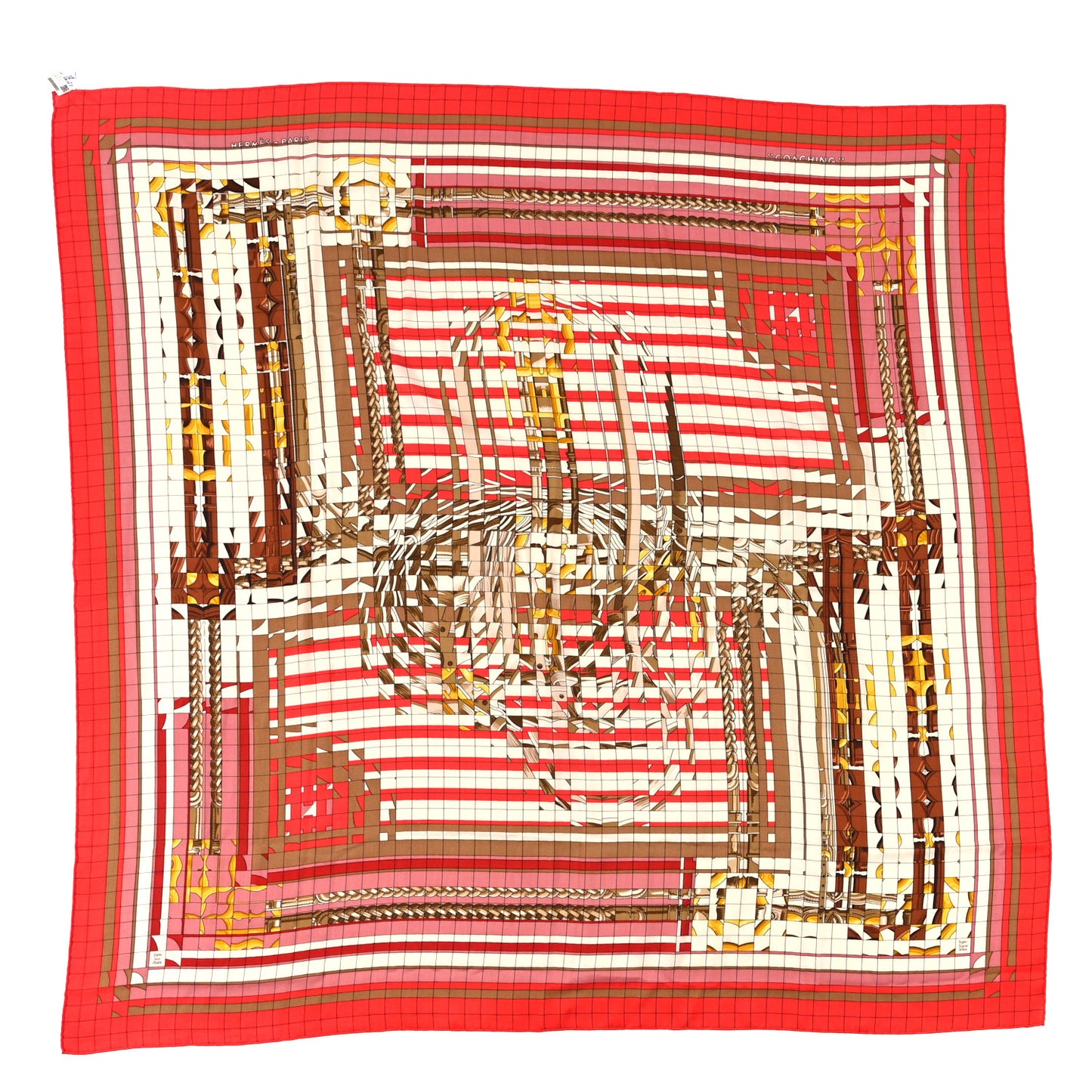 Cashmere Silk Coaching Deja Vu Shawl 140 Grenadine White Vieux Rose