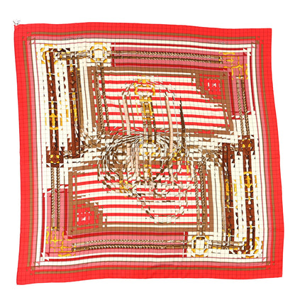 Hermes Cashmere Silk Coaching Deja Vu Shawl 140 Grenadine White Vieux Rose 1 of 4