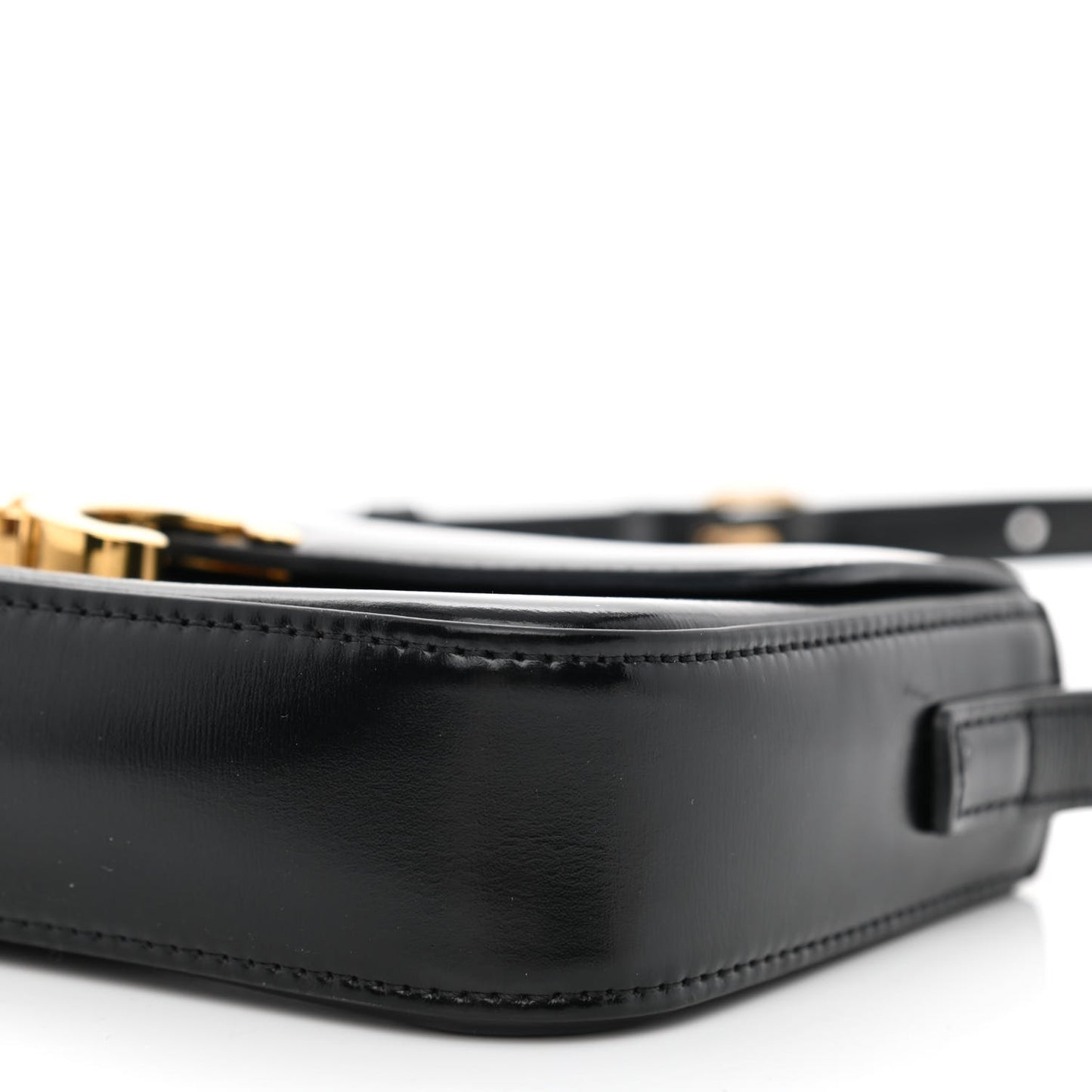 Shiny Calfskin Triomphe Shoulder Bag Black