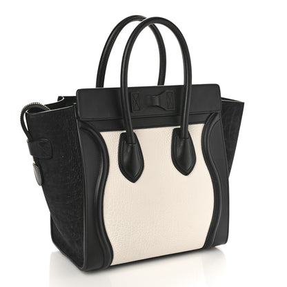 Celine Bullhide Calfskin Nubuck Bi-Color Luggage Black White 3 of 8
