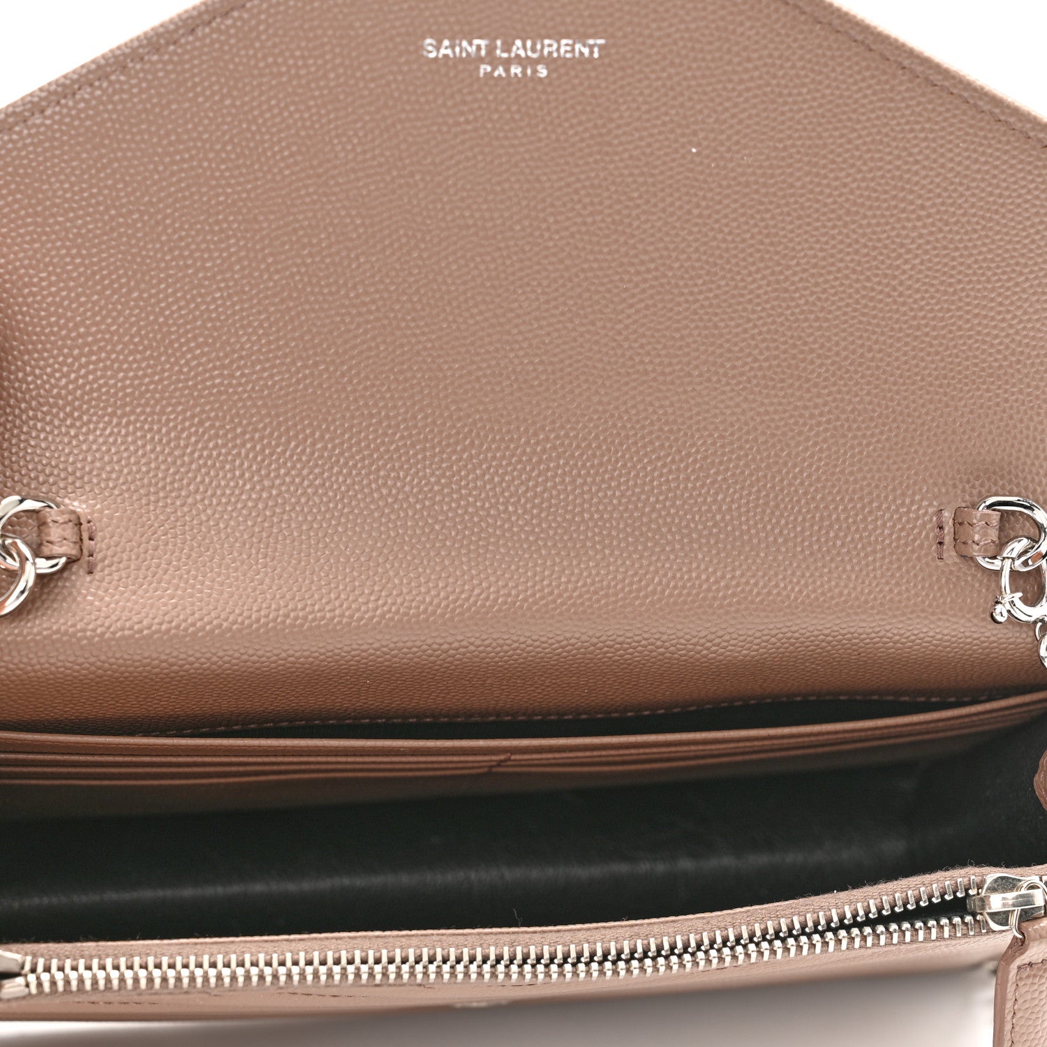 Saint Laurent Grain De Poudre Matelasse Chevron Monogram Envelope Chain Wallet Fard 5 of 11