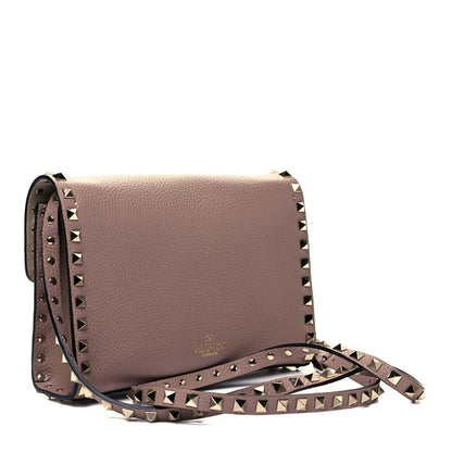 Valentino Garavani Pebbled Calfskin Medium Rockstud Flip Lock Crossbody Bag Lipstick 2 of 7