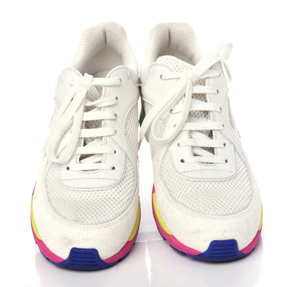 Chanel Suede Calfskin CC Sneakers 37 White Pink Green 5 of 12