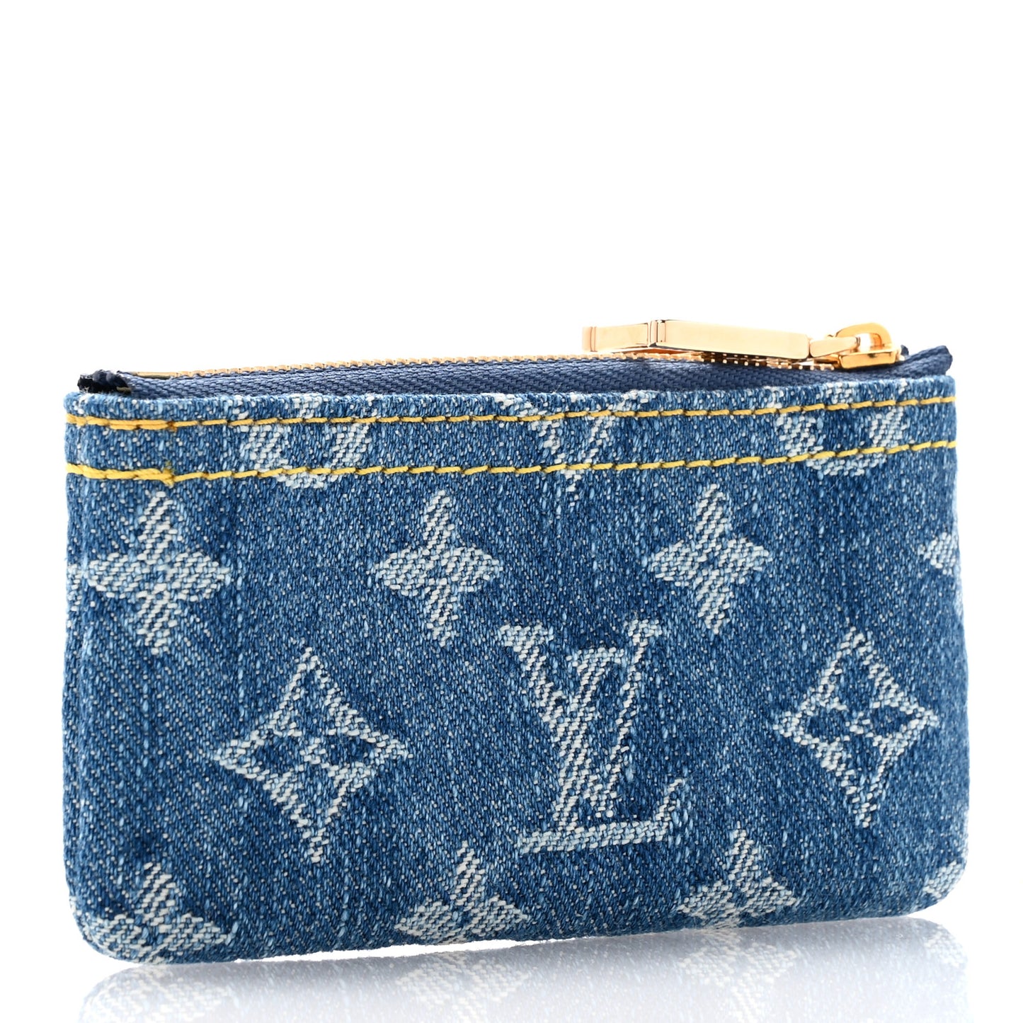 Monogram Denim Key Pouch Denim Blue