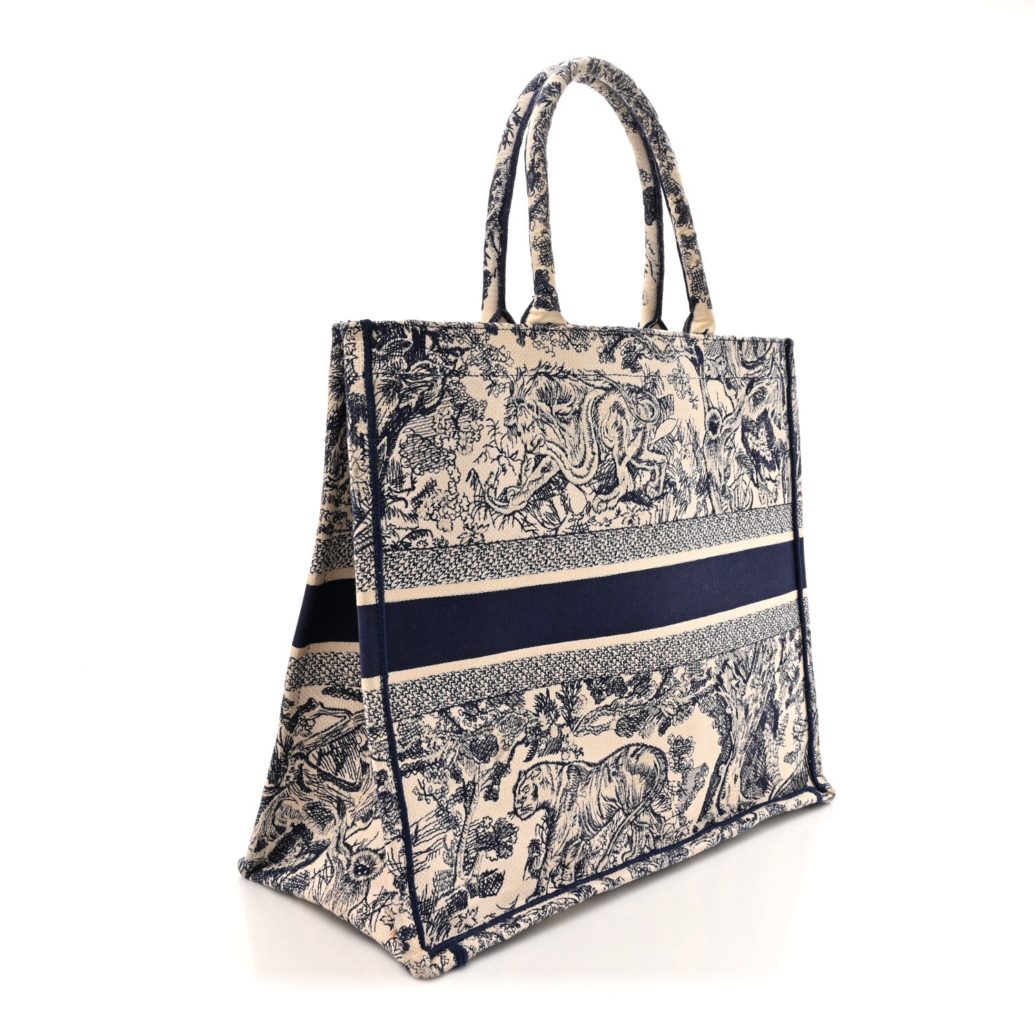Christian Dior Canvas Embroidered Large Dioriviera Toile De Jouy Book Tote Blue 2 of 14