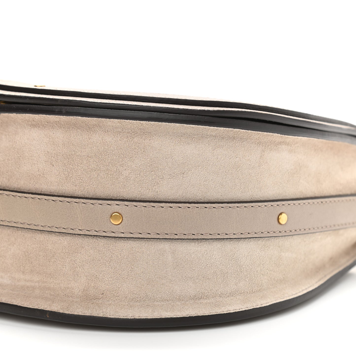Calfskin Suede Medium Nile Bracelet Bag Motty Grey