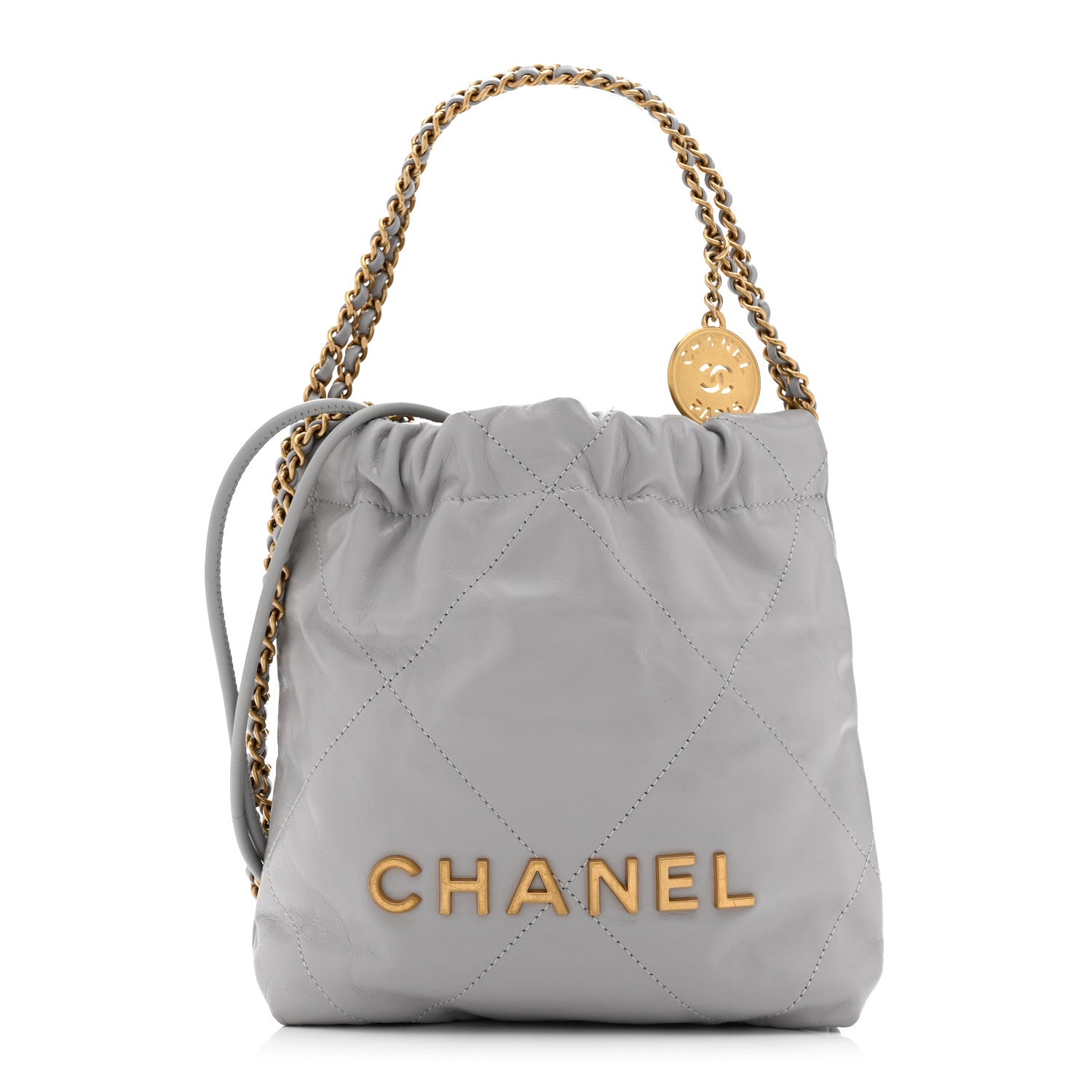 Chanel Shiny Calfskin Quilted Mini Chanel 22 Grey 1 of 11
