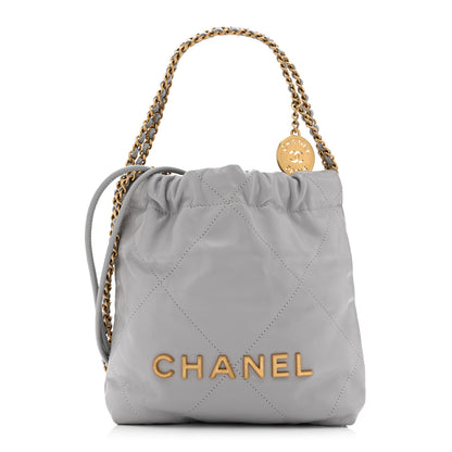 Chanel Shiny Calfskin Quilted Mini Chanel 22 Grey 1 of 11