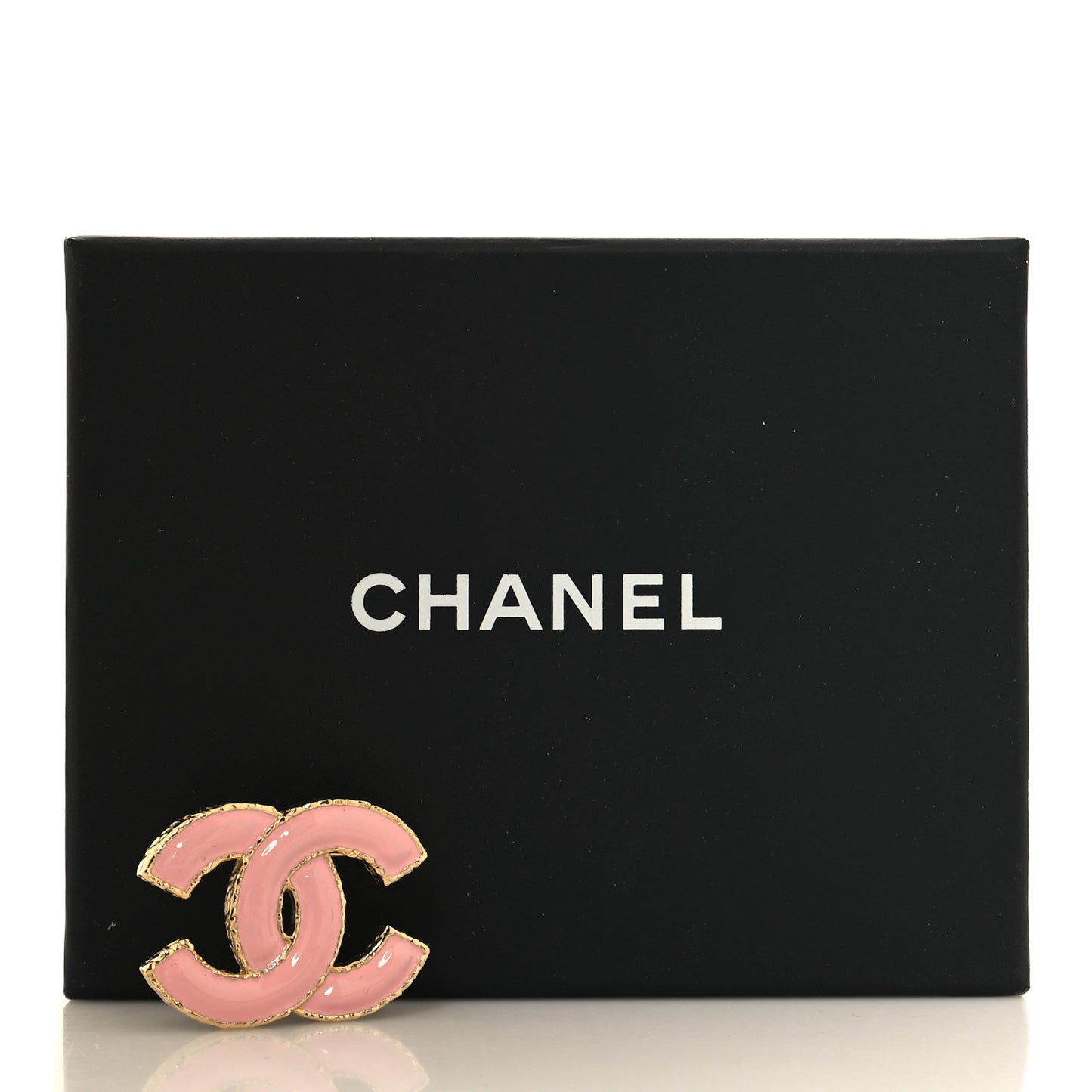 Metal Enamel CC Brooch Pink Gold