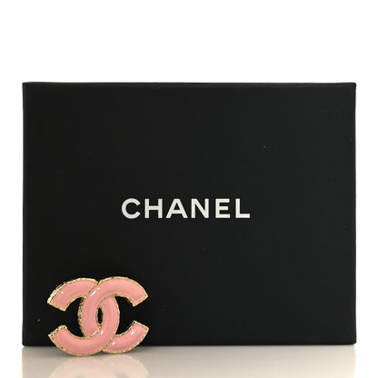 Chanel Metal Enamel CC Brooch Pink Gold 4 of 4