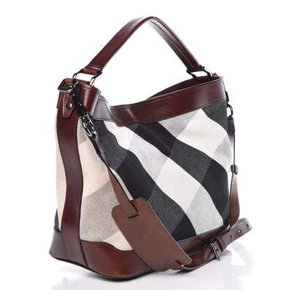 Burberry Canvas Mega Check Hobo Brown 4 of 13