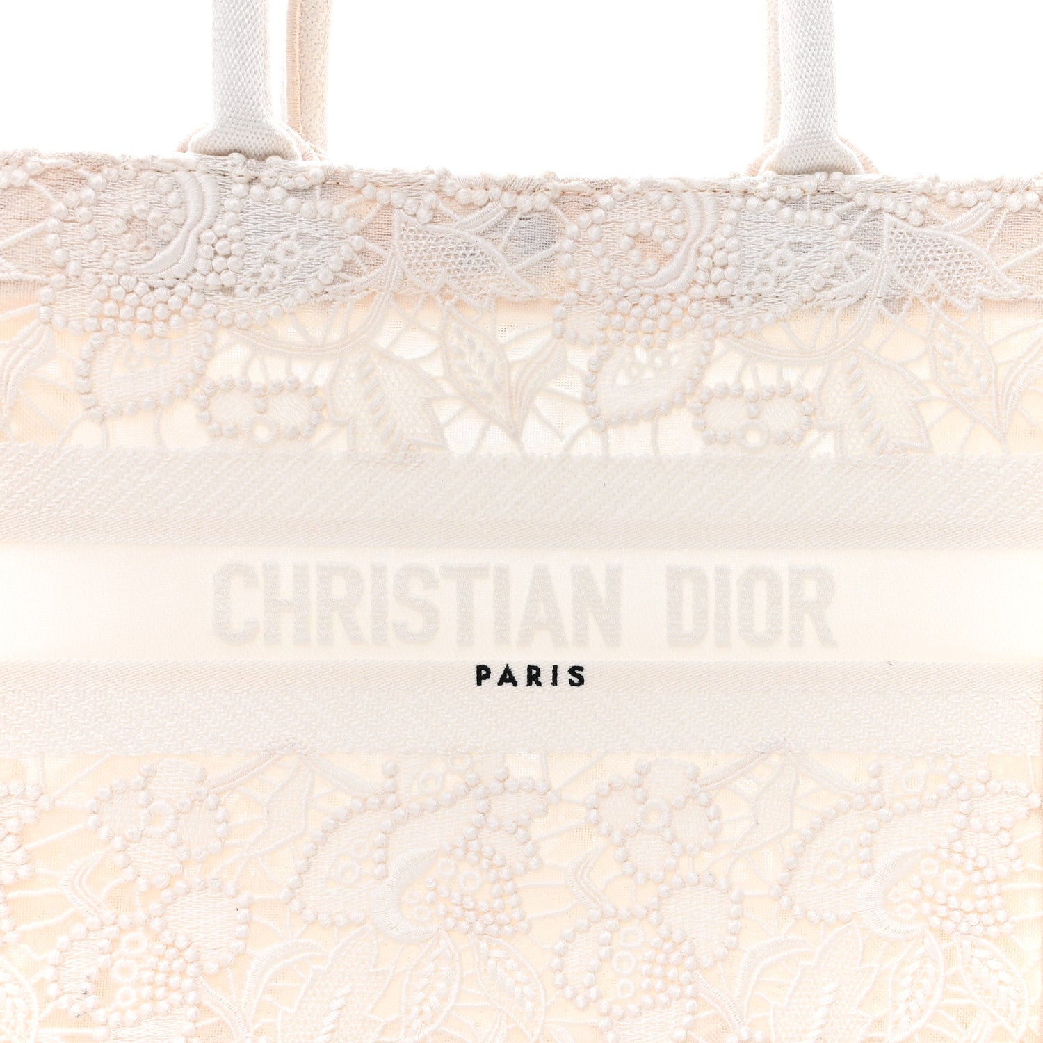 Christian Dior Transparent Embroidered Mesh Macrame Small Book Tote White 8 of 10