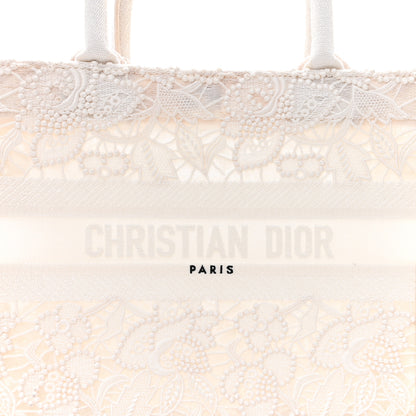Christian Dior Transparent Embroidered Mesh Macrame Small Book Tote White 8 of 10