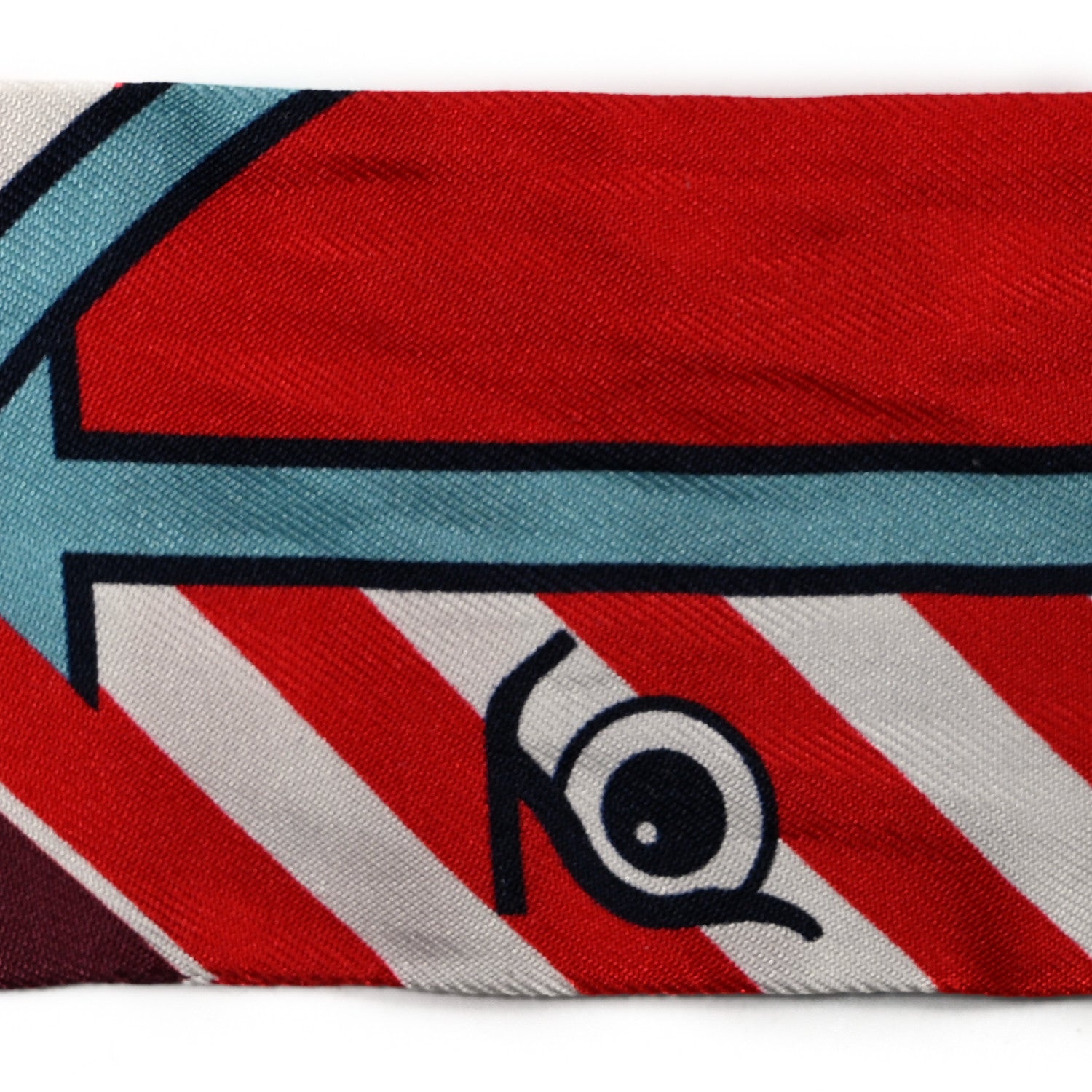 Hermes Silk Quadrige Twilly Rouge Bleu Blanc 5 of 5